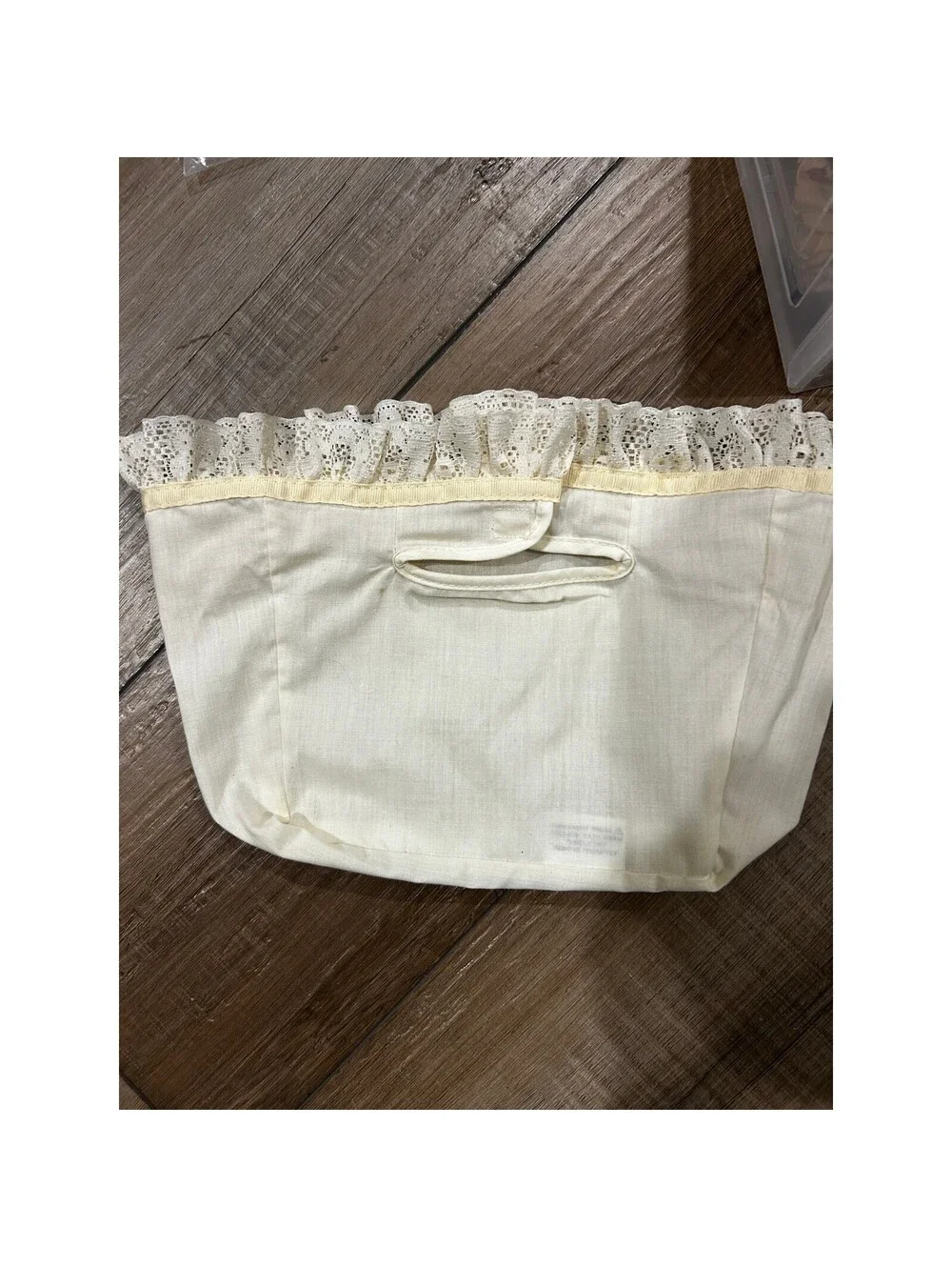 Longaberger MEDIUM KEY Basket Fabric Liner Muslin & Lace off white